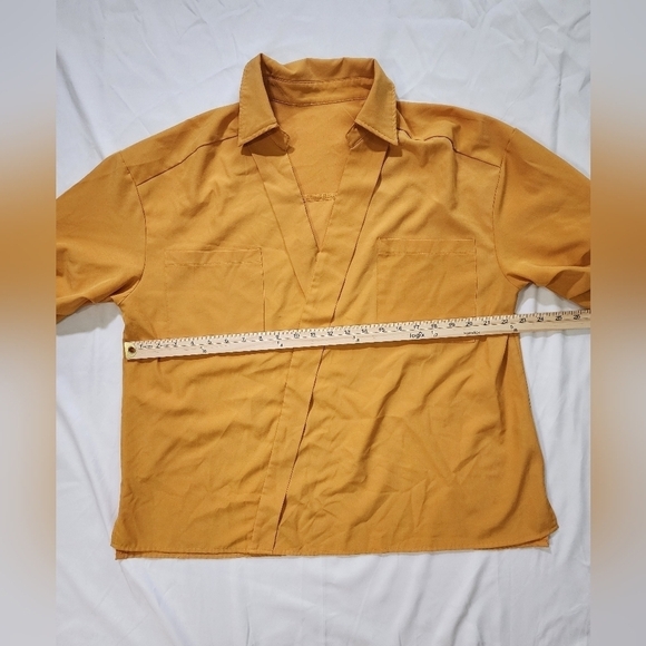 Shein Curve Patched Pocket Drop Shoulder V Neck Casual Blouse Top XL - Picture 4 of 9